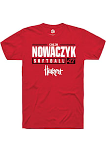 Colin Nowaczyk  Nebraska Cornhuskers Red Rally NIL Stacked Box Short Sleeve T Shirt