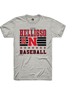 Hogan Helligso  Nebraska Cornhuskers Ash Rally NIL Striped Short Sleeve T Shirt