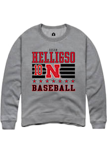 Hogan Helligso  Rally Nebraska Cornhuskers Mens Grey NIL Striped Long Sleeve Crew Sweatshirt