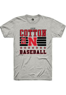 Jaron Cotton Ash Nebraska Cornhuskers NIL Striped Short Sleeve T Shirt