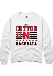 Jaron Cotton Rally Mens White Nebraska Cornhuskers NIL Striped Crew Sweatshirt