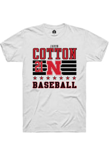 Jaron Cotton White Nebraska Cornhuskers NIL Striped Short Sleeve T Shirt