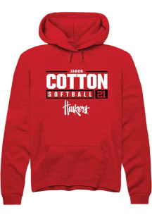 Jaron Cotton Rally Mens Red Nebraska Cornhuskers NIL Stacked Box Hooded Sweatshirt