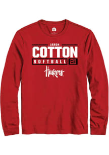 Jaron Cotton Rally Mens Red Nebraska Cornhuskers NIL Stacked Box Tee