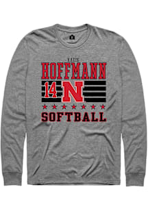 Kacie Hoffmann  Nebraska Cornhuskers Grey Rally NIL Striped Long Sleeve T Shirt