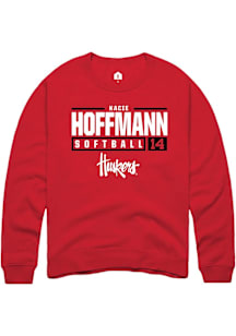 Kacie Hoffmann  Rally Nebraska Cornhuskers Mens Red NIL Stacked Box Long Sleeve Crew Sweatshirt