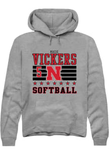 Macie Vickers Rally Mens Grey Nebraska Cornhuskers NIL Striped Hooded Sweatshirt