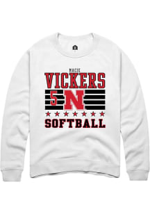 Macie Vickers Rally Mens White Nebraska Cornhuskers NIL Striped Crew Sweatshirt