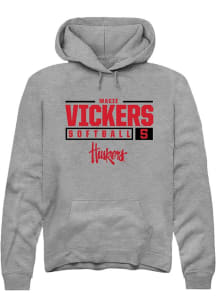 Macie Vickers Rally Mens Graphite Nebraska Cornhuskers NIL Stacked Box Hooded Sweatshirt