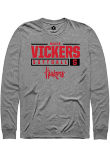 Macie Vickers Rally Mens Graphite Nebraska Cornhuskers NIL Stacked Box Tee