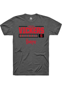 Macie Vickers Grey Nebraska Cornhuskers NIL Stacked Box Short Sleeve T Shirt