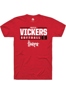 Macie Vickers Red Nebraska Cornhuskers NIL Stacked Box Short Sleeve T Shirt