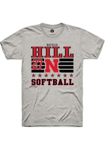 Natalia Hill Ash Nebraska Cornhuskers NIL Striped Short Sleeve T Shirt