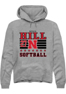 Natalia Hill Rally Mens Grey Nebraska Cornhuskers NIL Striped Hooded Sweatshirt