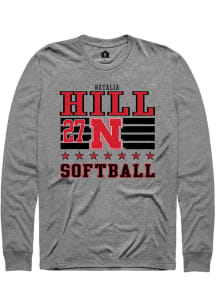 Natalia Hill Rally Mens Grey Nebraska Cornhuskers NIL Striped Tee