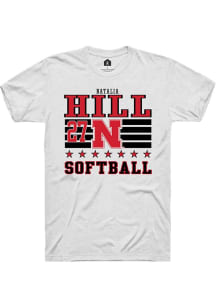 Natalia Hill White Nebraska Cornhuskers NIL Striped Short Sleeve T Shirt