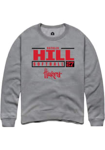 Natalia Hill Rally Mens Graphite Nebraska Cornhuskers NIL Stacked Box Crew Sweatshirt