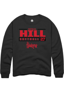 Natalia Hill Rally Mens Black Nebraska Cornhuskers NIL Stacked Box Crew Sweatshirt