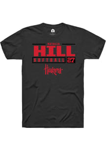 Natalia Hill Black Nebraska Cornhuskers NIL Stacked Box Short Sleeve T Shirt