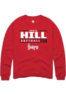 Natalia Hill Rally Mens Red Nebraska Cornhuskers NIL Stacked Box Crew Sweatshirt