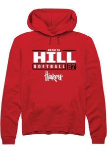 Natalia Hill Rally Mens Red Nebraska Cornhuskers NIL Stacked Box Hooded Sweatshirt