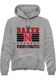 Reese Baker Rally Mens Grey Nebraska Cornhuskers NIL Striped Hooded Sweatshirt
