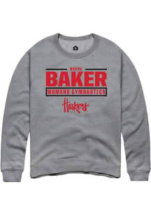 Reese Baker Rally Mens Graphite Nebraska Cornhuskers NIL Stacked Box Crew Sweatshirt