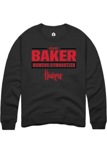 Reese Baker Rally Mens Black Nebraska Cornhuskers NIL Stacked Box Crew Sweatshirt