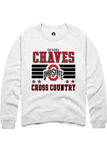 Brianna Chaves Rally Mens White Ohio State Buckeyes NIL Striped Crew Sweatshirt