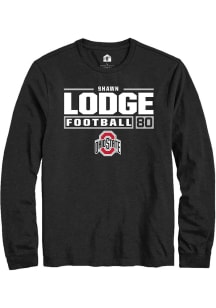 Shawn Lodge Rally Mens Black Ohio State Buckeyes NIL Stacked Box Tee
