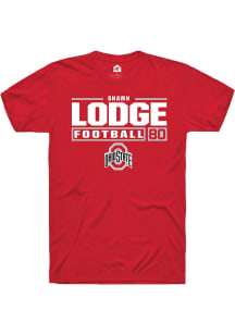 Shawn Lodge Red Ohio State Buckeyes NIL Stacked Box Short Sleeve T Shirt