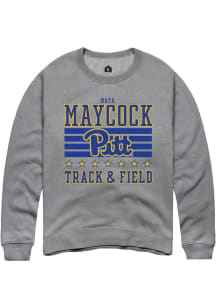 Maya Maycock Rally Mens Grey Pitt Panthers NIL Striped Crew Sweatshirt