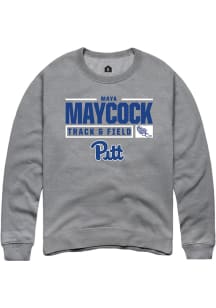 Maya Maycock Rally Mens Graphite Pitt Panthers NIL Stacked Box Crew Sweatshirt