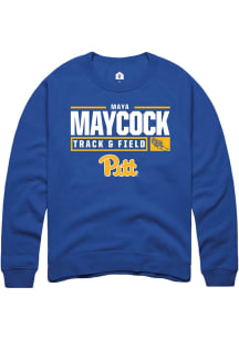 Maya Maycock Rally Mens Blue Pitt Panthers NIL Stacked Box Crew Sweatshirt