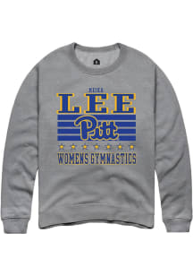 Meika Lee Rally Mens Grey Pitt Panthers NIL Striped Crew Sweatshirt