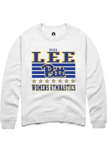 Meika Lee Rally Mens White Pitt Panthers NIL Striped Crew Sweatshirt