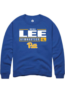 Meika Lee Rally Mens Blue Pitt Panthers NIL Stacked Box Crew Sweatshirt