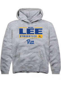 Meika Lee Rally Youth Grey Pitt Panthers NIL Stacked Box Long Sleeve Hooded Sweatshirt