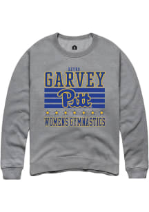 Reyna Garvey Rally Mens Grey Pitt Panthers NIL Striped Crew Sweatshirt