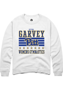 Reyna Garvey Rally Mens White Pitt Panthers NIL Striped Crew Sweatshirt
