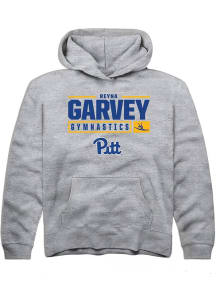 Reyna Garvey Rally Youth Grey Pitt Panthers NIL Stacked Box Long Sleeve Hooded Sweatshirt