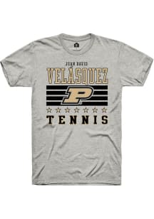 Juan David Velásquez Ash Purdue Boilermakers NIL Striped Short Sleeve T Shirt