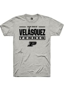 Juan David Velásquez Ash Purdue Boilermakers NIL Stacked Box Short Sleeve T Shirt