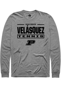 Juan David Velásquez Rally Mens Graphite Purdue Boilermakers NIL Stacked Box Tee
