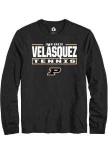Juan David Velásquez Rally Mens Black Purdue Boilermakers NIL Stacked Box Tee