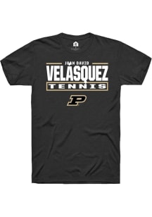 Juan David Velásquez Black Purdue Boilermakers NIL Stacked Box Short Sleeve T Shirt
