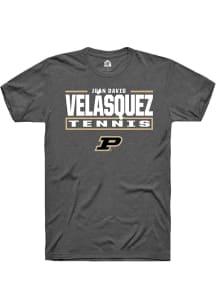 Juan David Velásquez Grey Purdue Boilermakers NIL Stacked Box Short Sleeve T Shirt
