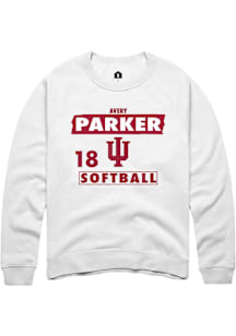Avery Parker  Rally Indiana Hoosiers Mens White NIL Striped Long Sleeve Crew Sweatshirt
