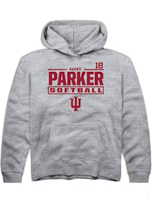 Avery Parker  Rally Indiana Hoosiers Youth Grey NIL Stacked Box Long Sleeve Hoodie