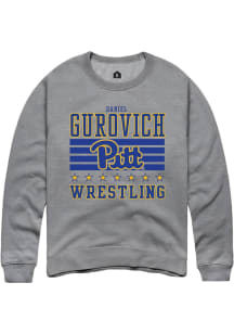 Daniel Gurovich Rally Mens Grey Pitt Panthers NIL Striped Crew Sweatshirt